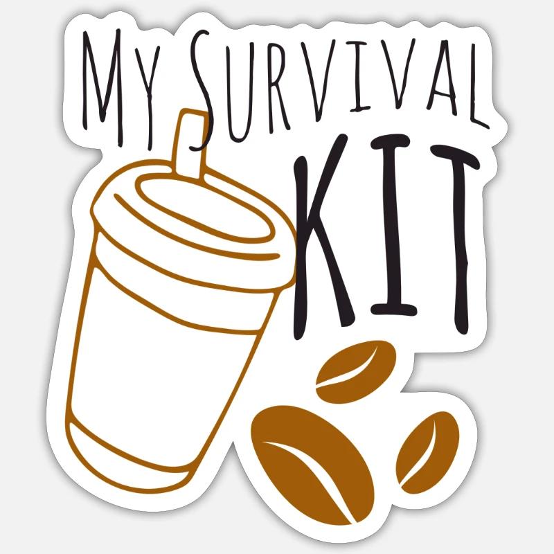 Das Kaffee überlebens Kit - Sticker Größe S (10 x 10 cm) - Mattweiß