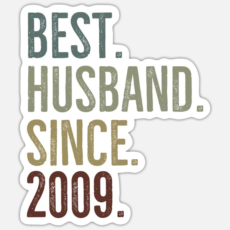 Bester Ehemann seit 2009 - Sticker Größe S (10 x 10 cm) - Mattweiß