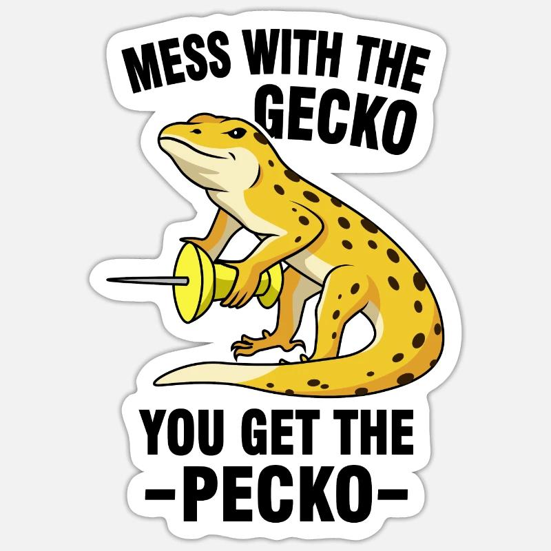 Mèmes Gecko - Sticker taille S (10 x 10 cm) - blanc mat