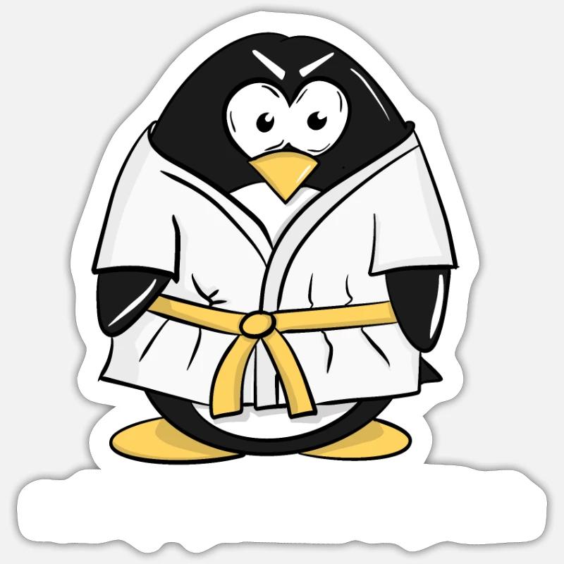 Linux Pinguin installiert seine Ninja Skills mit Sticker Größe S (10 x 10 cm)