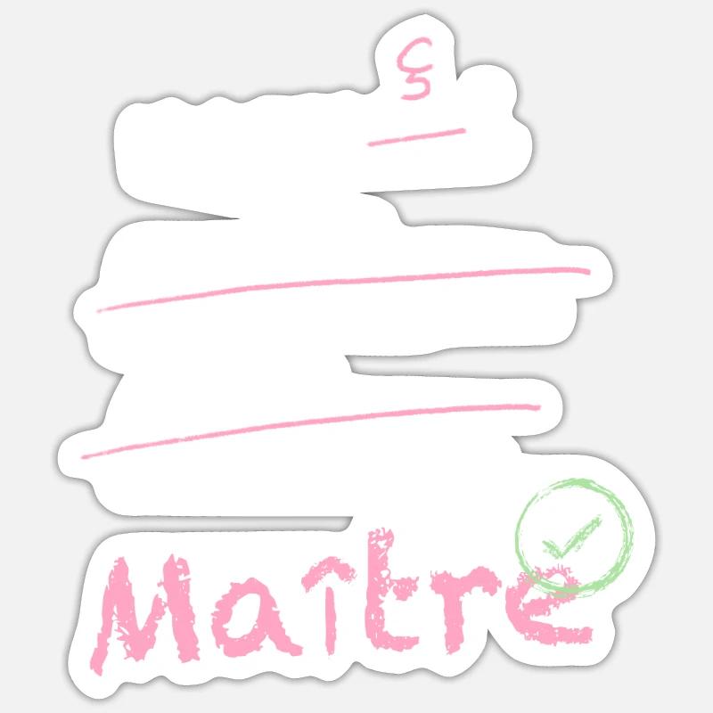 Idée pour Maitre école en fin dannée - Sticker taille S (10 x 10 cm) - blanc mat