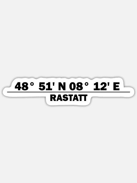 Rastatt Koordinaten - Sticker Größe S (10 x 10 cm) - Mattweiß