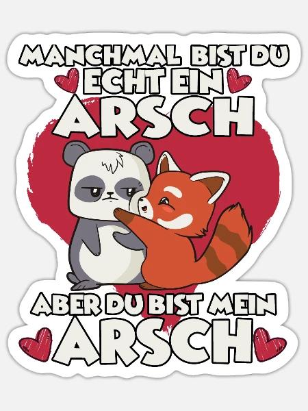 Lustiges Panda Partnerlook Valentinstag Pärchen - Sticker Größe S (10 x 10 cm) - Mattweiß