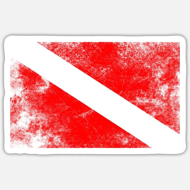 Drapeau de plongeur Pavillon de plongée Cadeau de plongeur - Sticker taille S (10 x 10 cm) - blanc mat