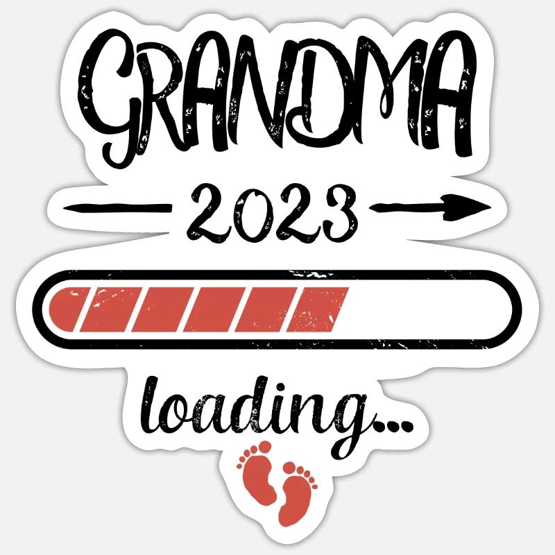 Oma 2023 Loading Schwangerschaft Großmutter Geburt Sticker Größe S (10 x 10 cm)