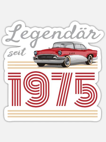 Vintage Retro Oldtimer Legendär seit 1975 - Sticker Größe S (10 x 10 cm) - Mattweiß
