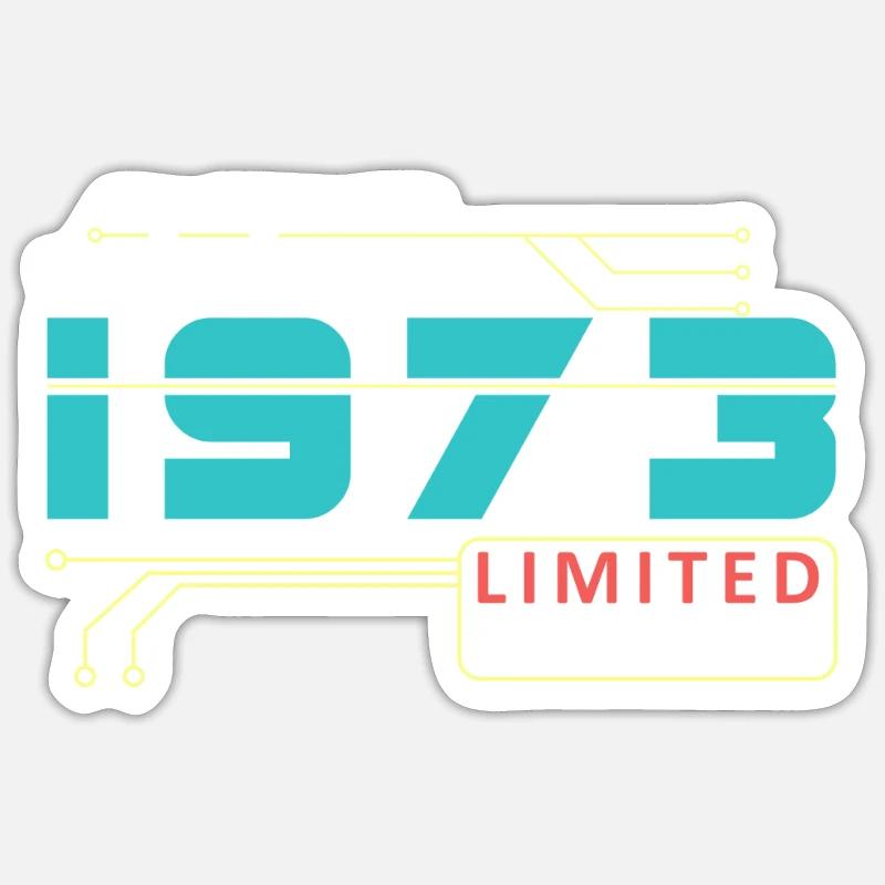 June 1973 - Geburtstag im Juni - Sticker Größe S (10 x 10 cm) - Mattweiß