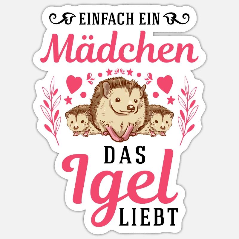 Einfach ein Mädchen das Igel liebt Stacheligel - Sticker Größe S (10 x 10 cm) - Mattweiß