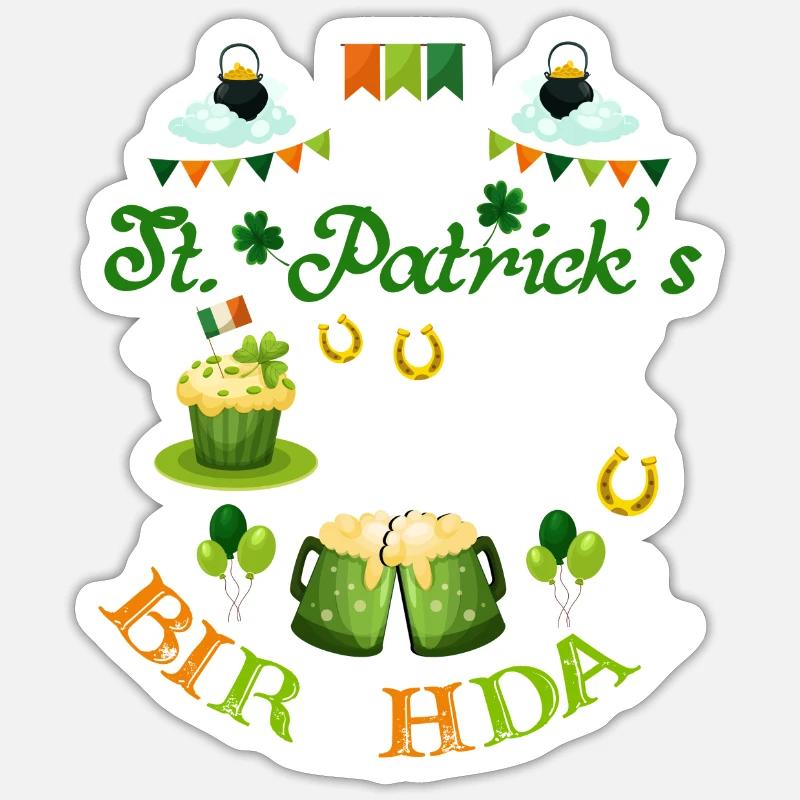Anniversaire de la Saint-Patrick - Sticker taille S (10 x 10 cm) - blanc mat