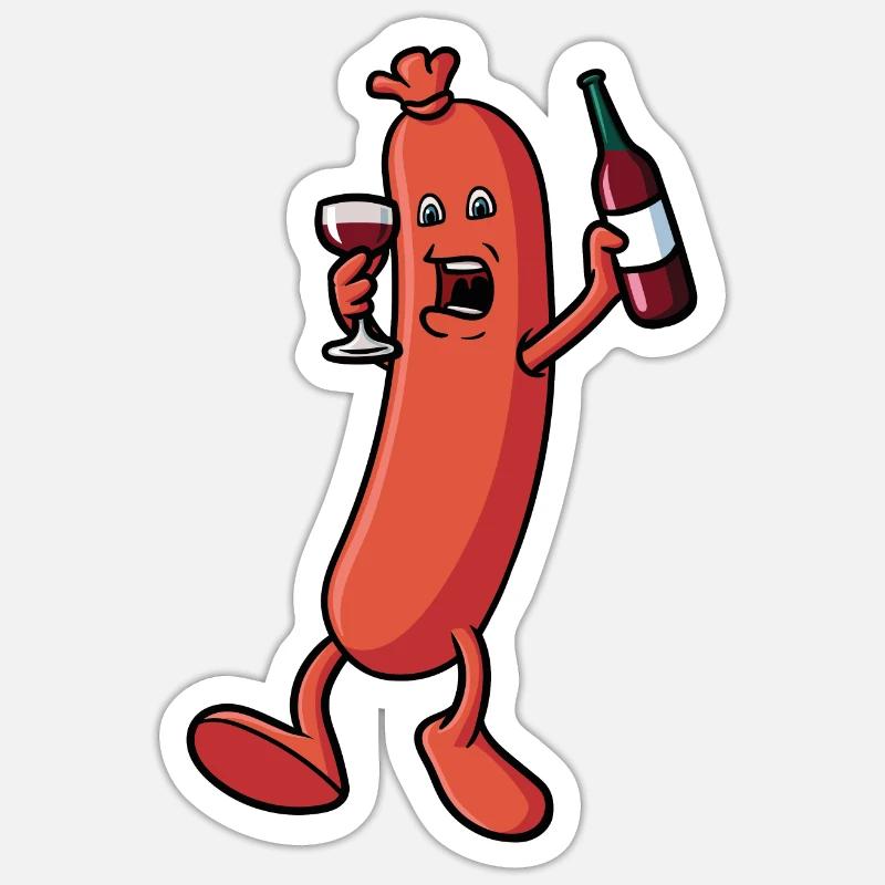 Sausage that drinks wine Sticker size S (10 x 10 cm)
