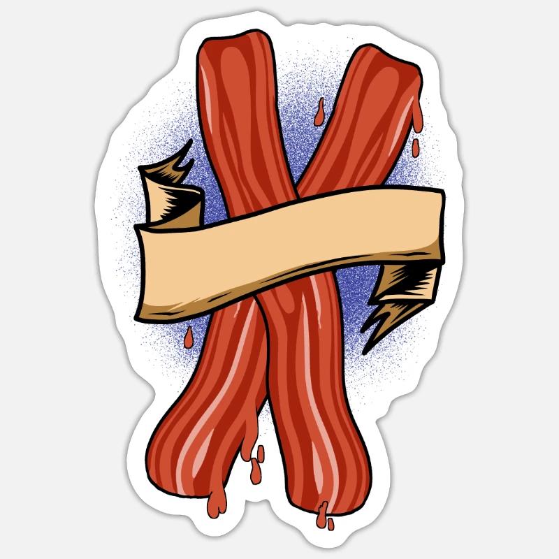 Bacon Bacon Petit déjeuner - Sticker taille S (10 x 10 cm) - blanc mat