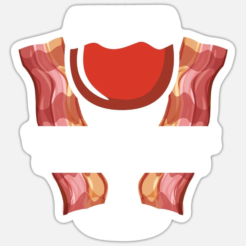 Bacon Bacon Petit déjeuner - Sticker taille S (10 x 10 cm) - blanc mat