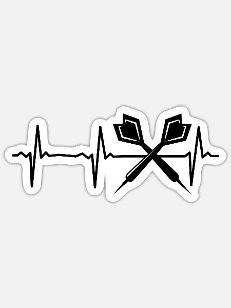 Darts Heartbeat Dartspiel Darts Player EKG - Sticker Größe S (10 x 10 cm) - Mattweiß