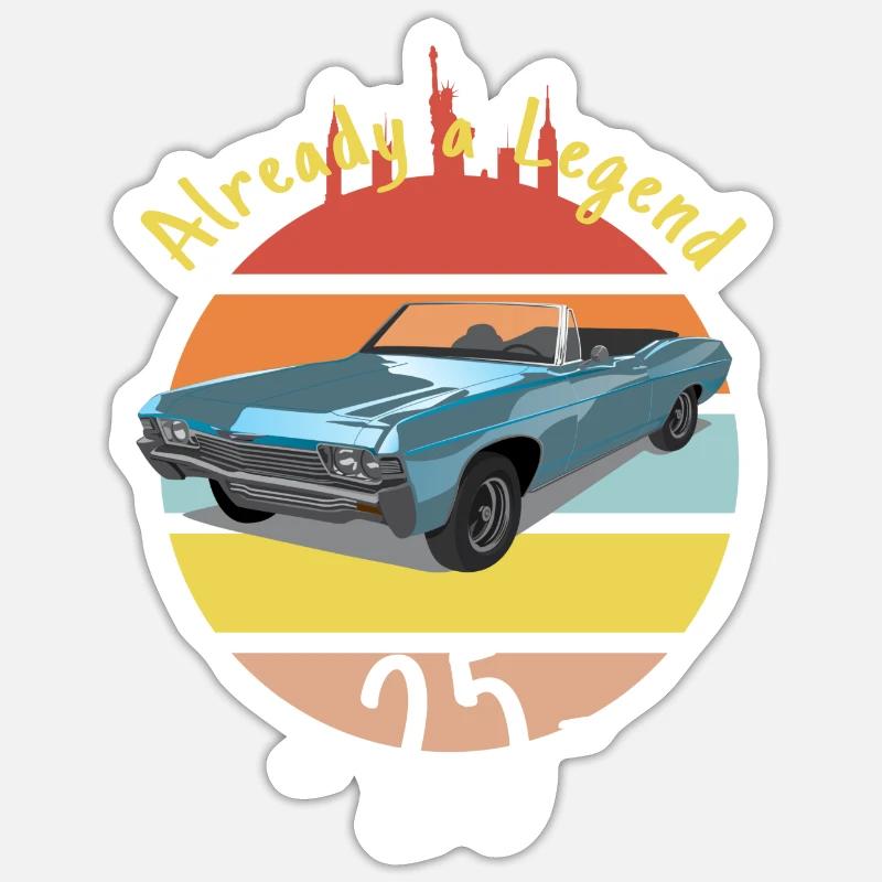 Auto Oldtimer Already Legend - 25th birthday Sticker size S (10 x 10 cm)