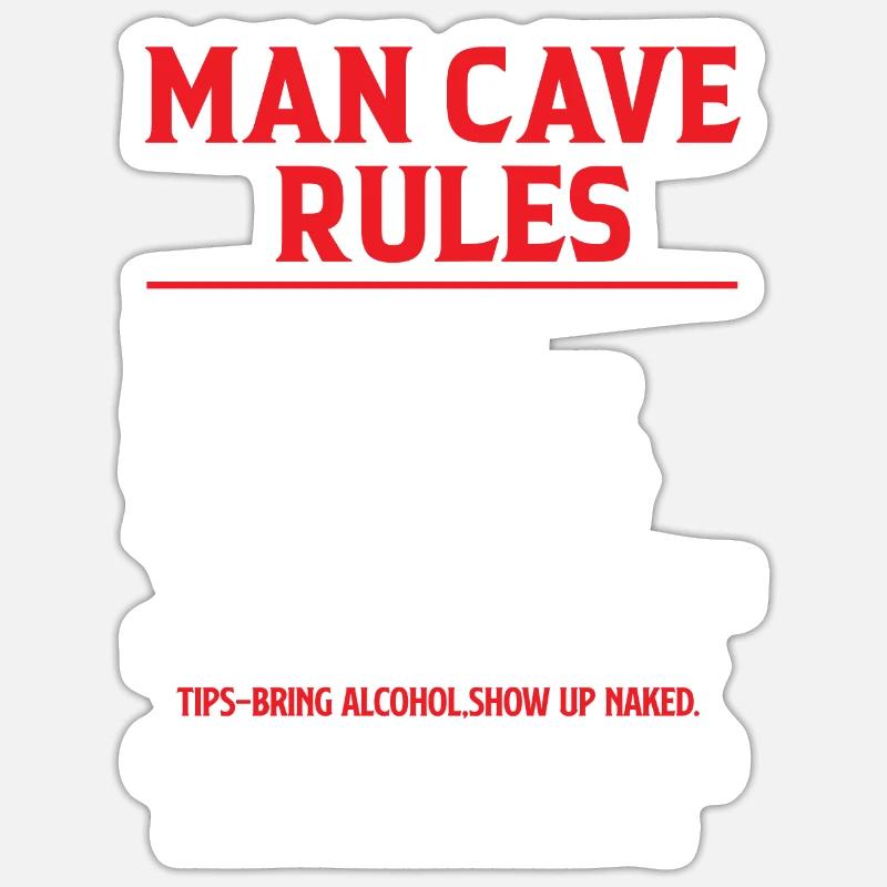 Man Cave Rules - Mancave Joke - Sticker size S (10 x 10 cm) - white matte