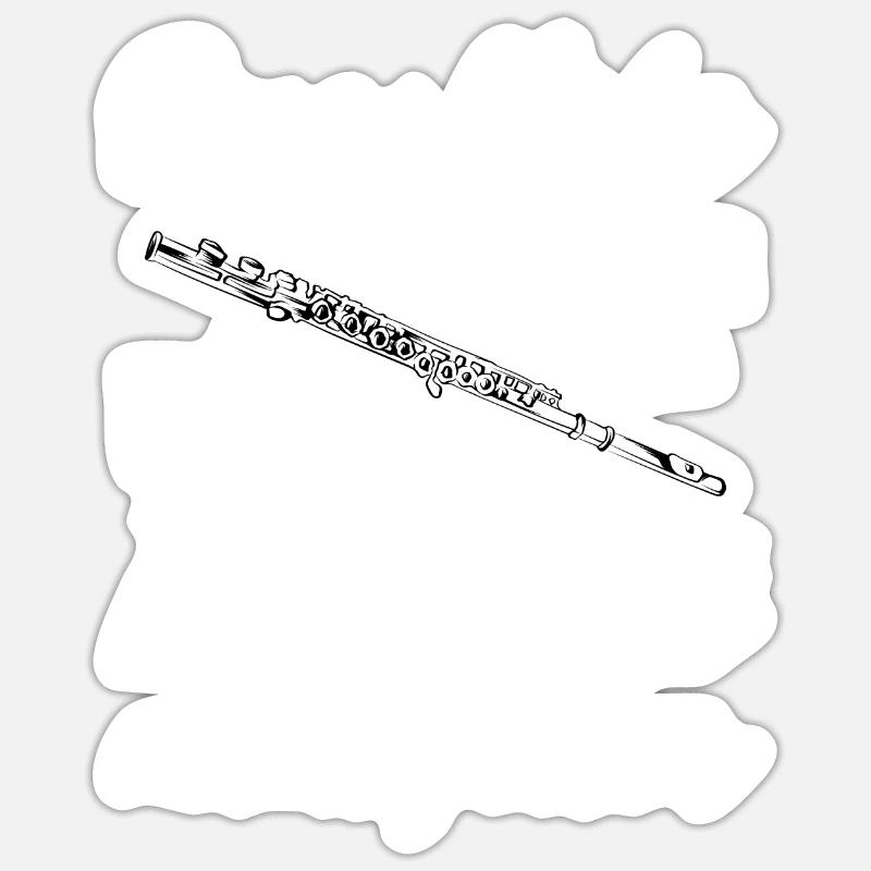 Querflöte - Sticker Größe S (10 x 10 cm) - Mattweiß