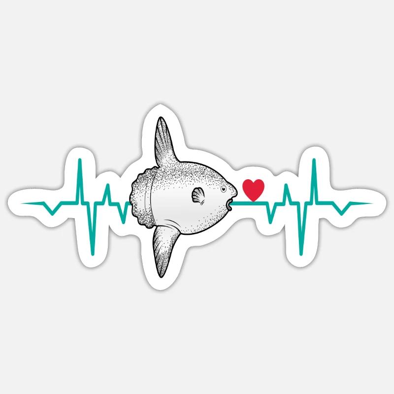 Poisson-lune manta Thon Eau Mer Poisson de mer - Sticker taille S (10 x 10 cm) - blanc mat