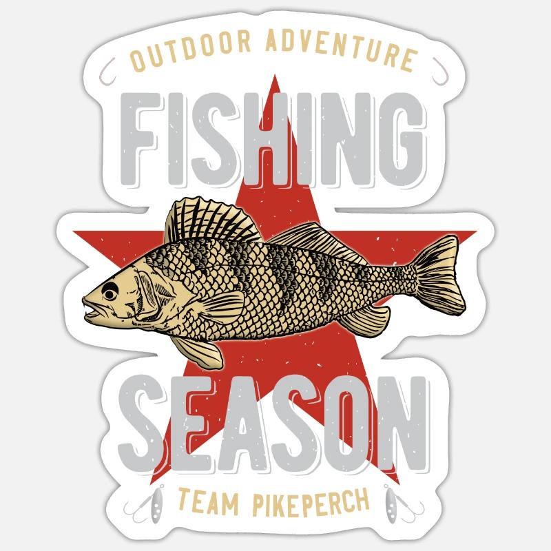 Zander Pikeperch - Sticker Größe S (10 x 10 cm) - Mattweiß