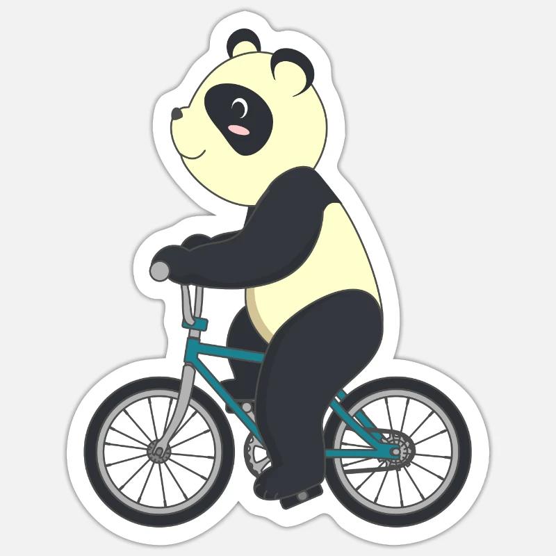 Cyclisme Panda - Sticker taille S (10 x 10 cm) - blanc mat