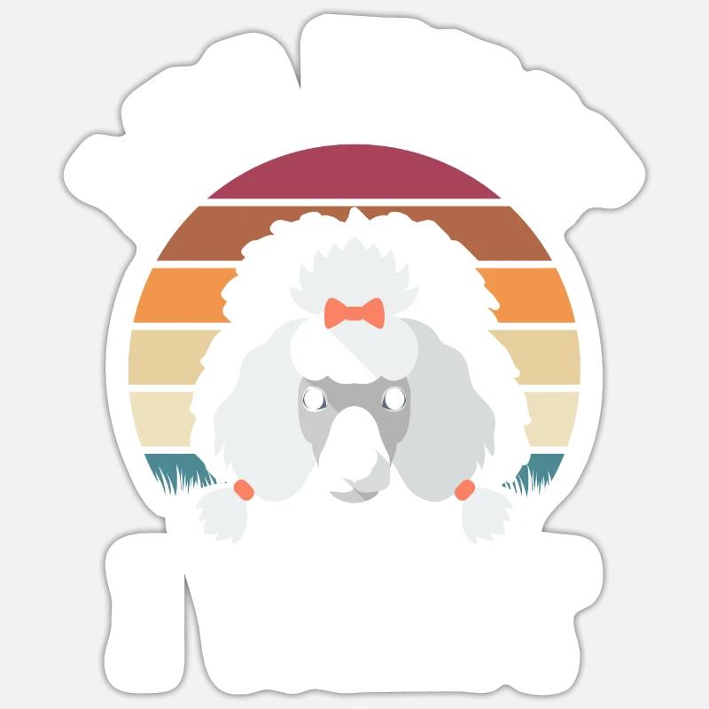 Caniche - Sticker taille S (10 x 10 cm) - blanc mat