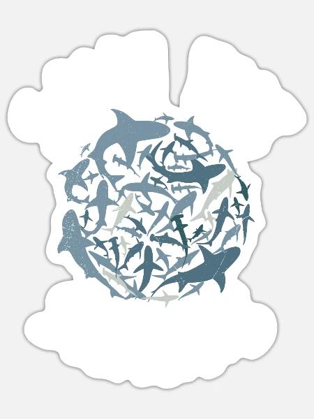 Save Sharks Haischutz Taucher - Sticker Größe S (10 x 10 cm) - Mattweiß