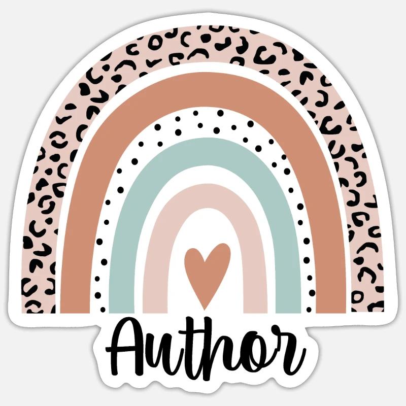 Author Rainbow Leopard Funny Author Appreciation - Sticker size S (10 x 10 cm) - white matte