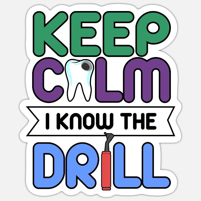Restez calme Dentiste - Sticker taille S (10 x 10 cm) - blanc mat