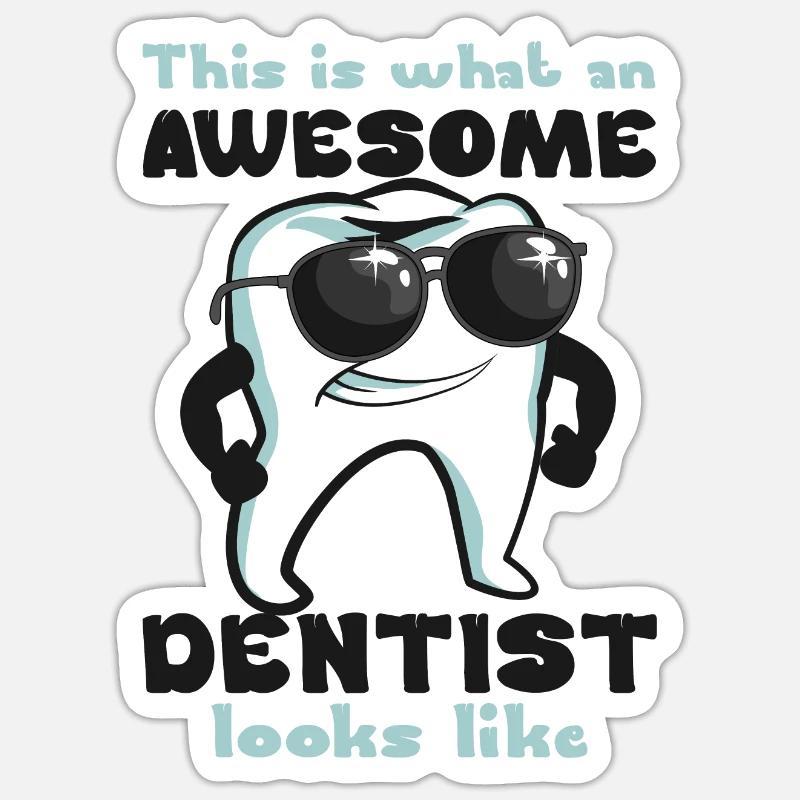 Dentiste Cool - Sticker taille S (10 x 10 cm) - blanc mat