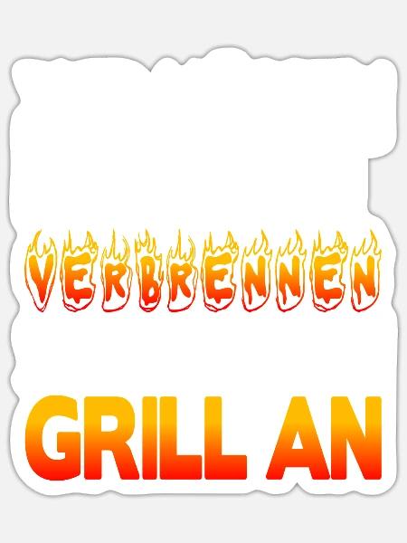 Wir müssen Fett verbrennen schmeißt den Grill an - Sticker Größe S (10 x 10 cm) - Mattweiß