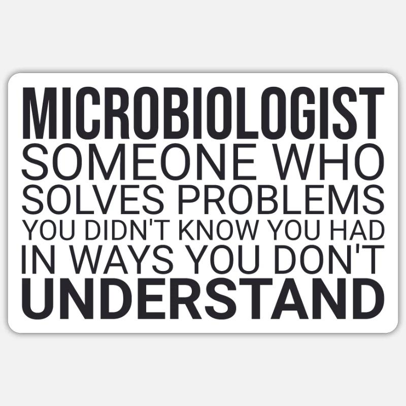 « Problème de microbiologiste | Microbiologie » - Sticker taille S (10 x 10 cm) - blanc mat