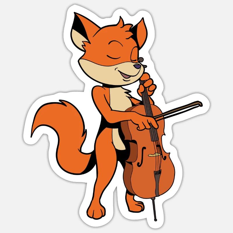 Comic Fuchs plays cello Sticker size S (10 x 10 cm)