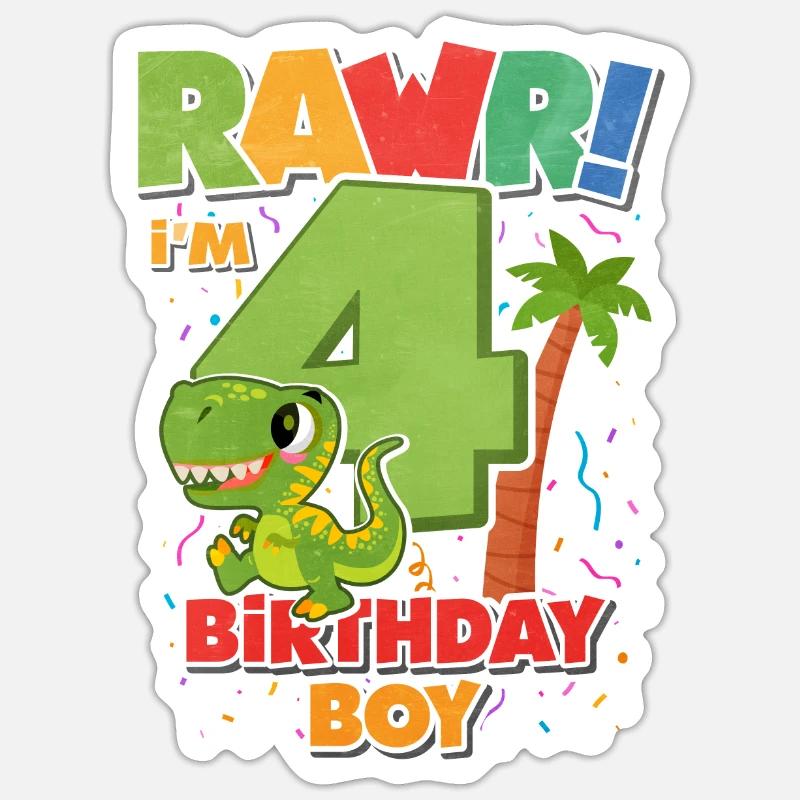 4th birthday - Sticker size S (10 x 10 cm) - white matte