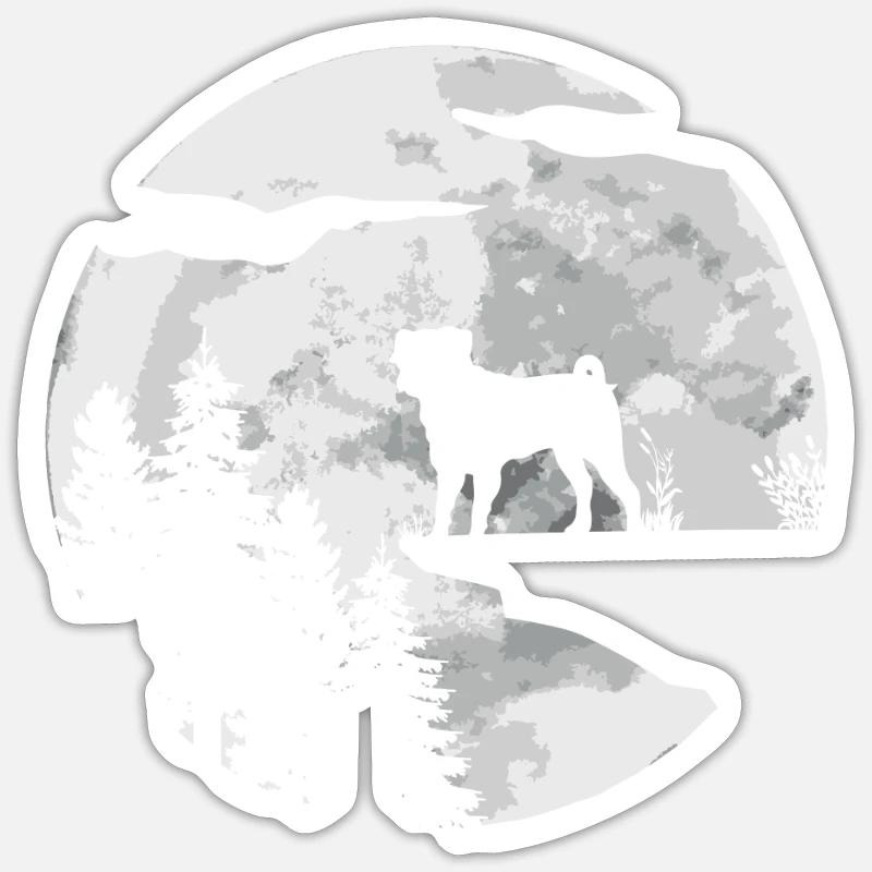 Mops Hund - Sticker Größe S (10 x 10 cm) - Mattweiß