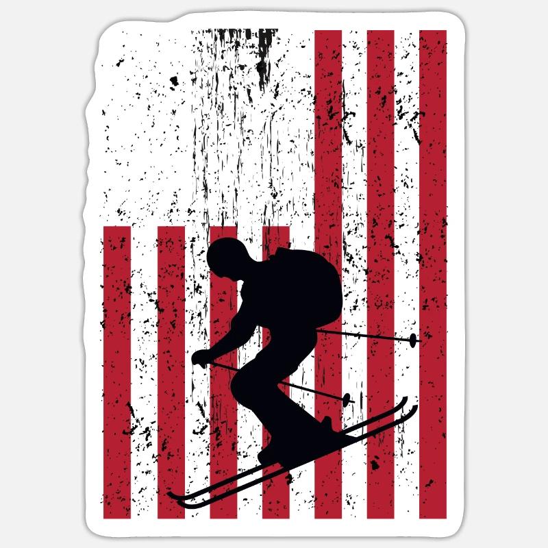Ski - Sticker taille S (10 x 10 cm) - blanc mat