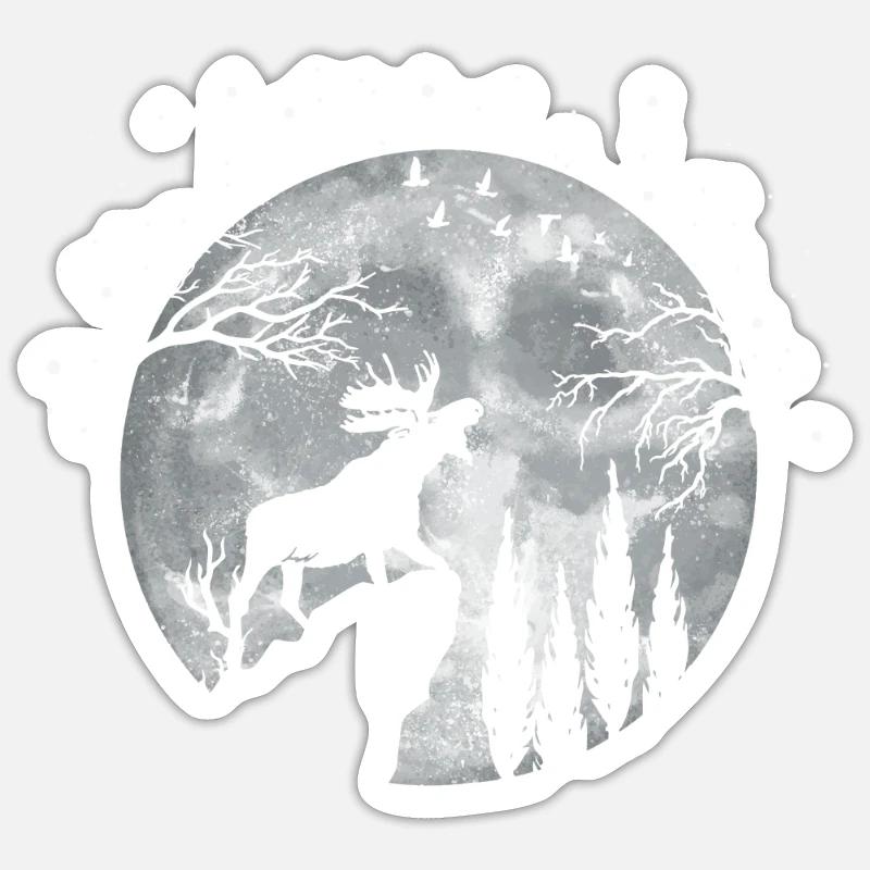 Elch - Sticker Größe S (10 x 10 cm) - Mattweiß