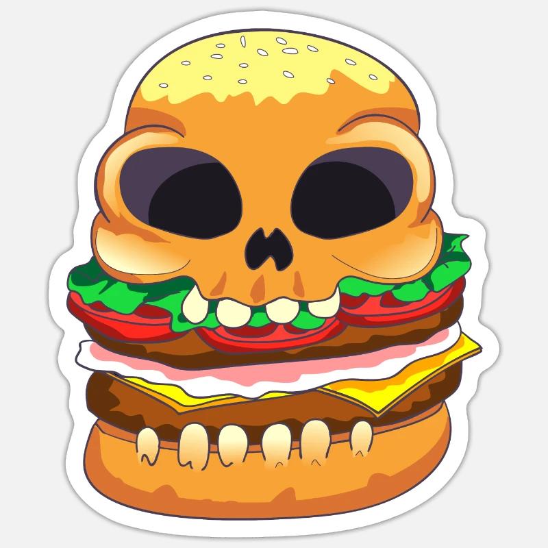 Skull Burger - Sticker size S (10 x 10 cm) - white matte