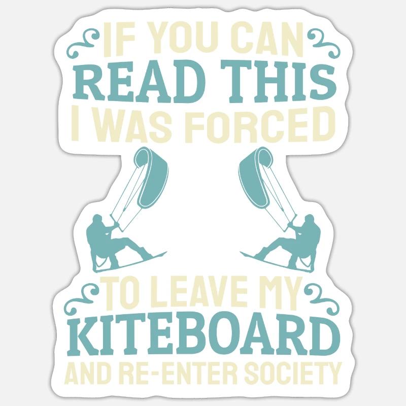 Kitesurf Kiteboard Kite Kite Kiten - Sticker taille S (10 x 10 cm) - blanc mat