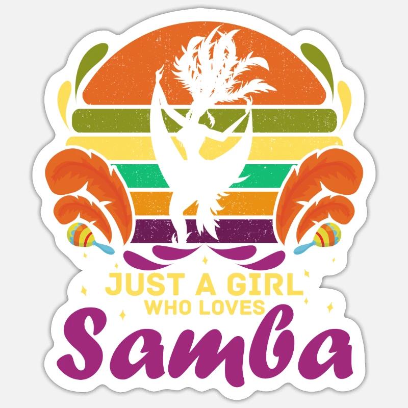 Filles, La Samba-brésil-danse-raisin-samba - Sticker taille S (10 x 10 cm) - blanc mat