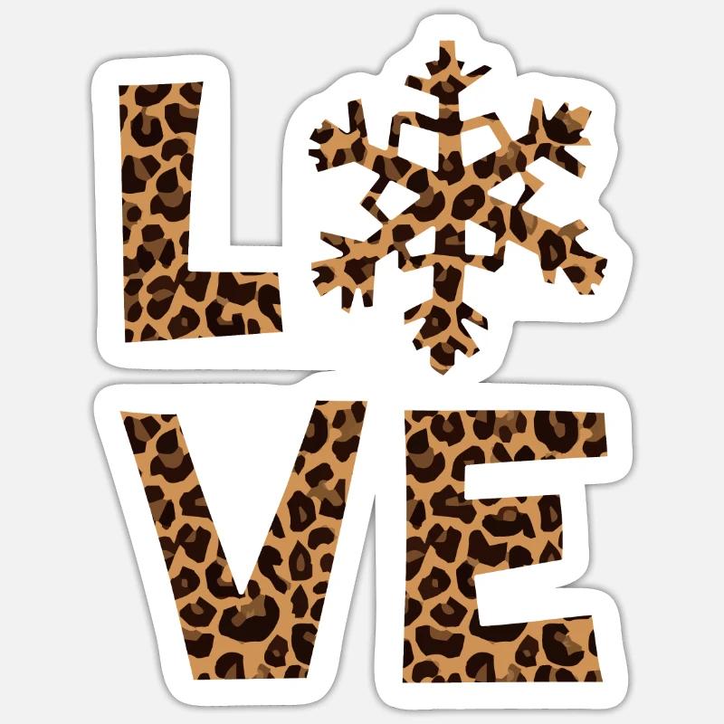 Leopard Pattern Love Snow Sticker size S (10 x 10 cm)
