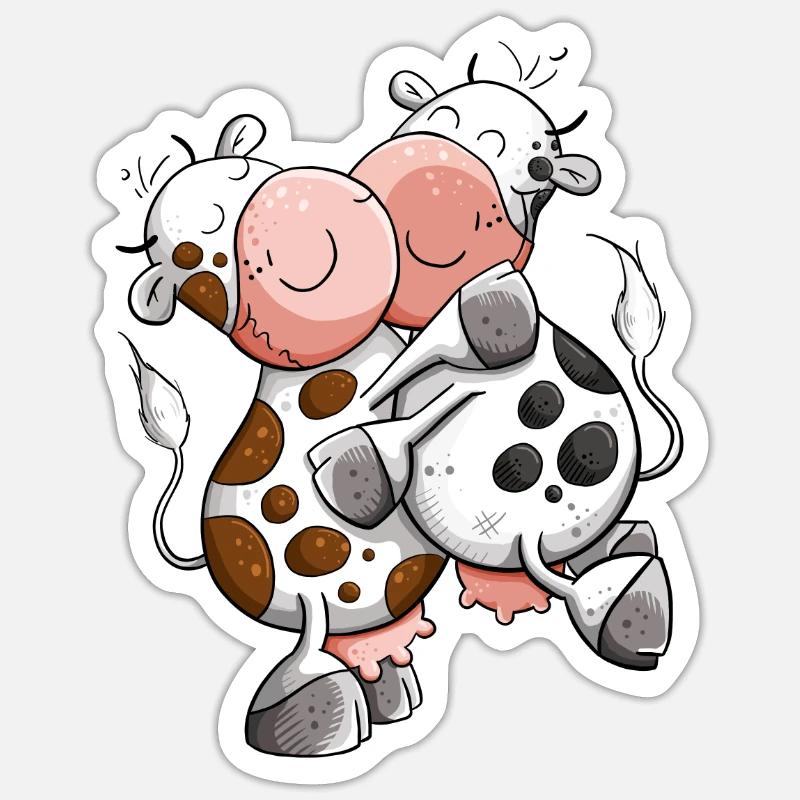 Cuddling Cows I Cow Cows - Sticker size S (10 x 10 cm) - white matte