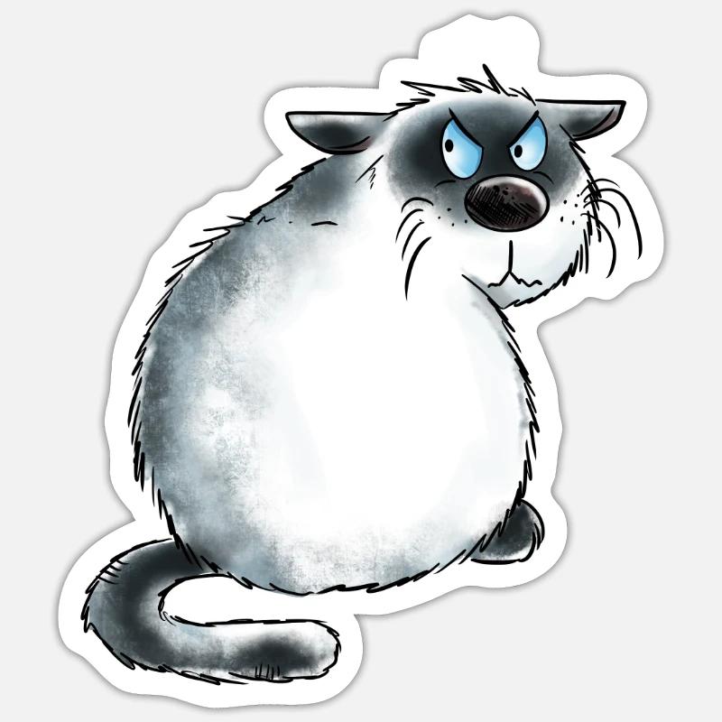 Grumpy Siamese Cat I Cat Friends Gift - Sticker size S (10 x 10 cm) - white matte