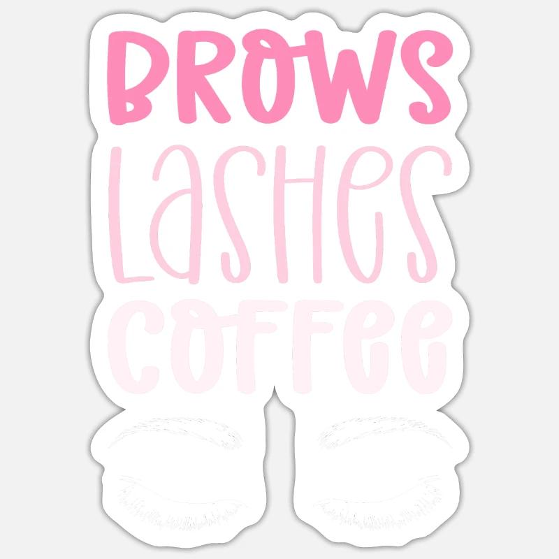 Eyebrow eyelashes coffee. Microblading - Sticker size S (10 x 10 cm) - white matte