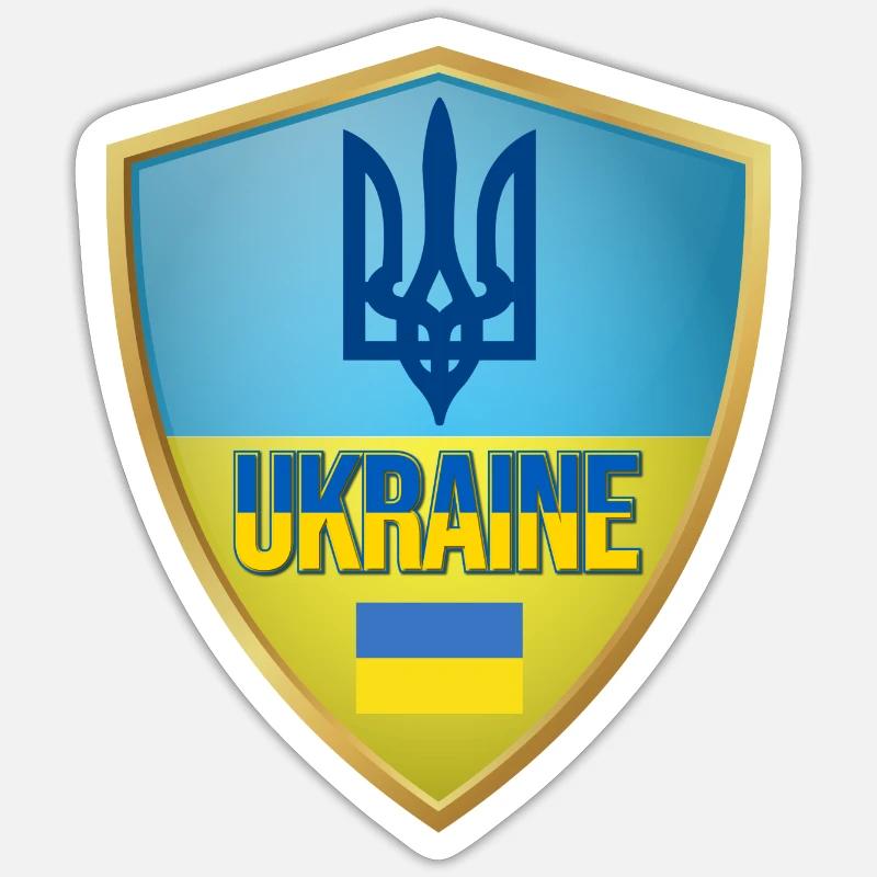 Drapeau de l’Ukraine - Sticker taille S (10 x 10 cm) - blanc mat