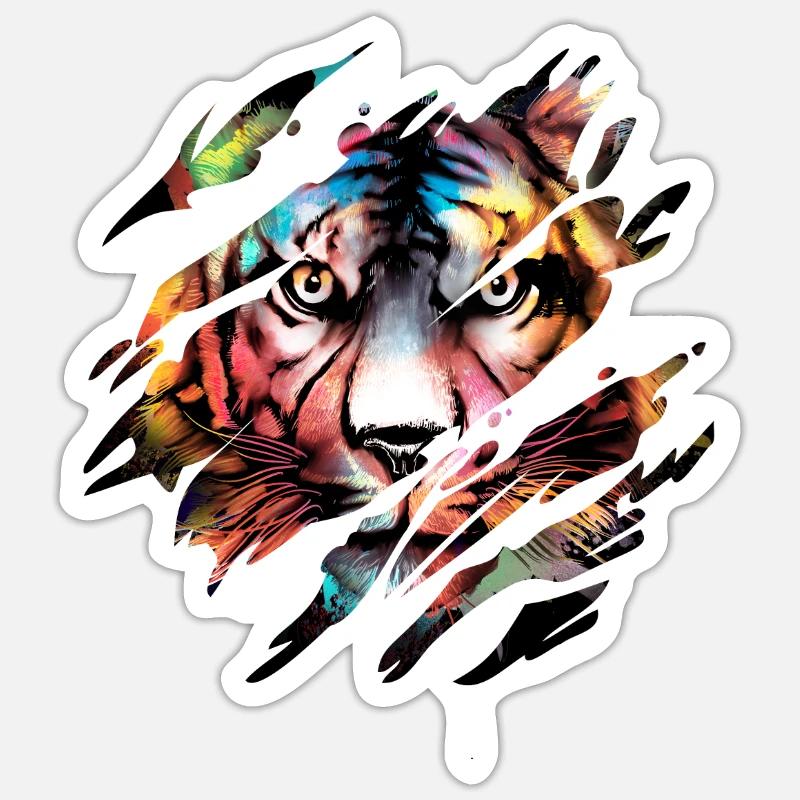 Bengal Tiger Scratch Claw - Sticker Größe S (10 x 10 cm) - Mattweiß