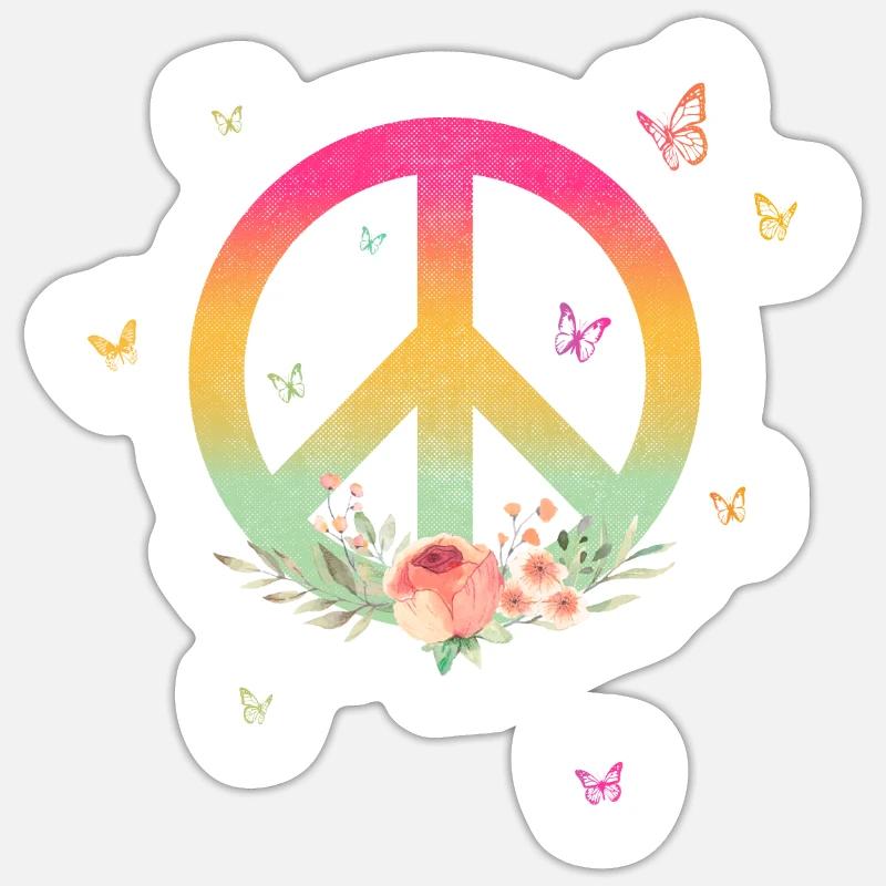 Make Peace not War - Peace Logo mit Rose - Sticker Größe S (10 x 10 cm) - Mattweiß