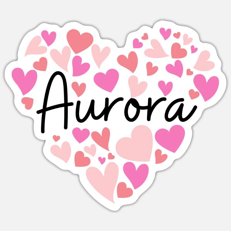 I love Aurora - Sticker size S (10 x 10 cm) - white matte