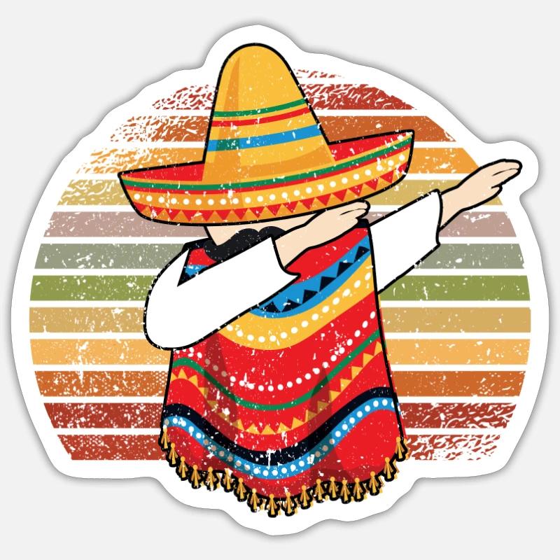 Dabbing Poncho mexicain Cinco de Mayo Sticker taille S (10 x 10 cm)