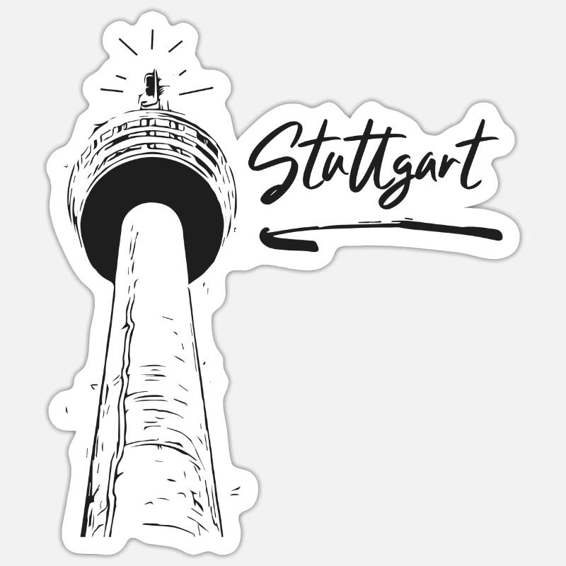 Stuttgart - Stuttgart TV Tower - Sticker size S (10 x 10 cm) - white matte