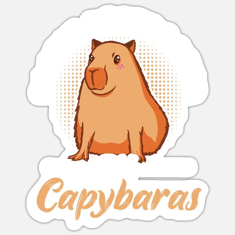 Capybara capybara rongeur - Sticker taille S (10 x 10 cm) - blanc mat