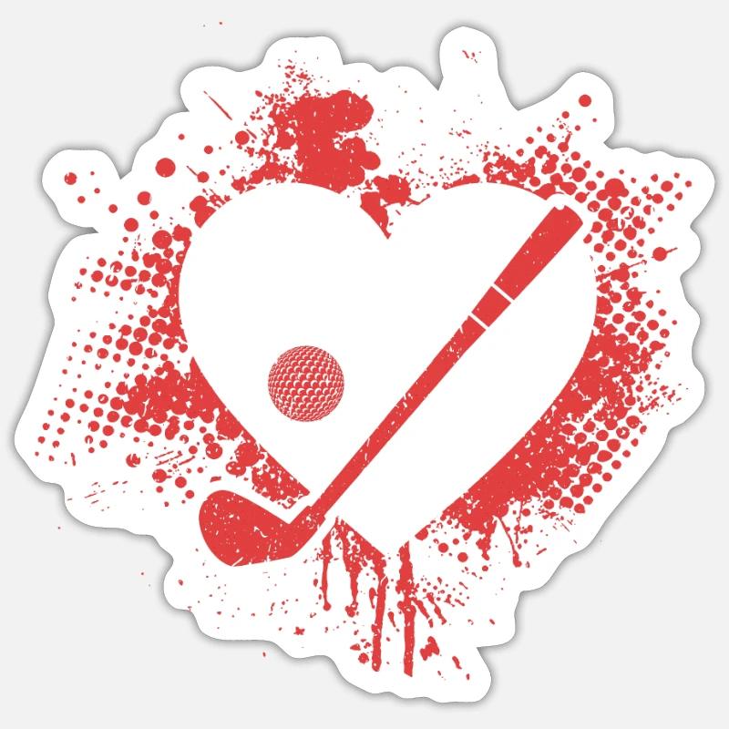 J’aime les golfeurs golfeurs golfeurs golfeurs - Sticker taille S (10 x 10 cm) - blanc mat
